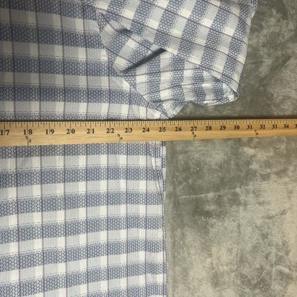 Tasso Elba Shirt Mens 2XL Button Long Sleeve Blue Purple Geometric Western Heavy - Picture 3 of 4